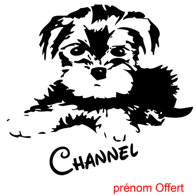 sticker chien yorkshire prénom offert