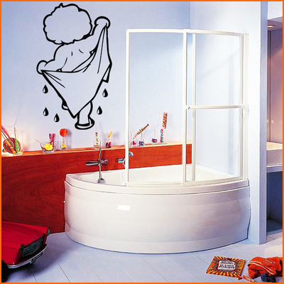 Stickers Salle de bain, enfant à la serviette