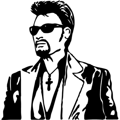 Stickers Johnny Hallyday buste lunettes noires