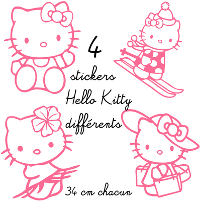 Stickers autocollants 4 Hello Kitty différents