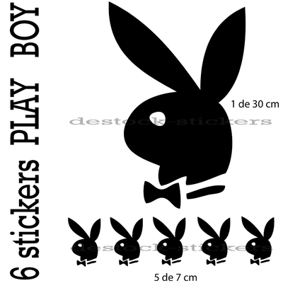 Stickers autocollant 6 Play Boy noir