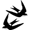 2 stickers oiseaux hirondelles