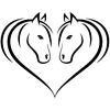 stickers 2 têtes de cheval coeur
