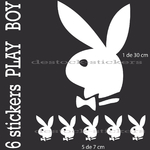 Stickers autocollant 6 Play Boy blanc