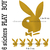 Stickers autocollant 6 Play Boy doré mat