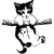sticker autocollant chaton sur la corde 28 x 30 cm
