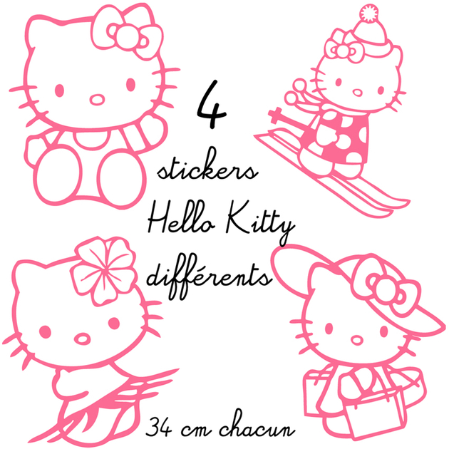 4 stickers autocollant Hello Kitty différents Les Enfants Destock