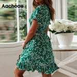 Aachoae-Robe-de-plage-fleurs-pour-femmes-Sexy-col-en-V-imprim-Floral-style-Boho-volants