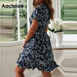 Aachoae-Robe-de-plage-fleurs-pour-femmes-Sexy-col-en-V-imprim-Floral-style-Boho-volants