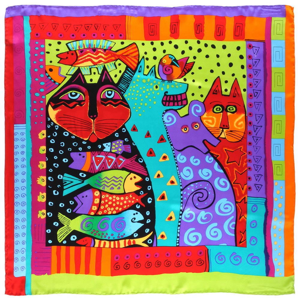 carre-soie-multicolore-chats-AT-05953