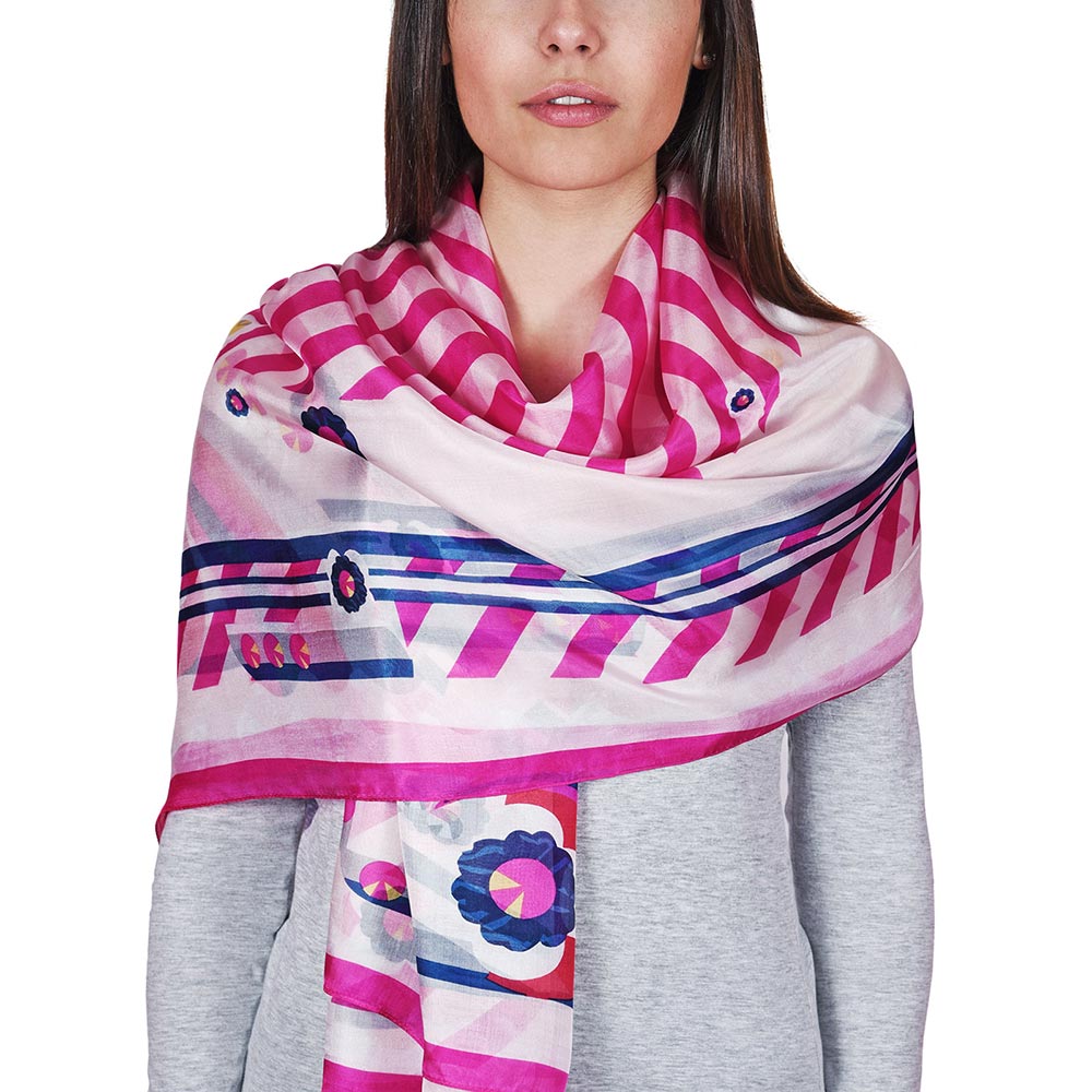 etole-soie-rayures-et-fleurs-fuchsia-AT-04703