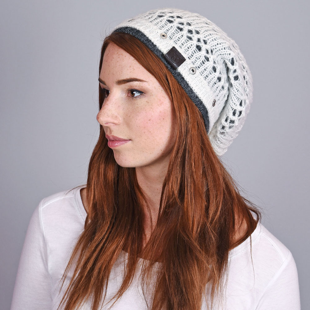 Bonnet Femme Dentelle Et Mohair Blanc Fabrique En Europe