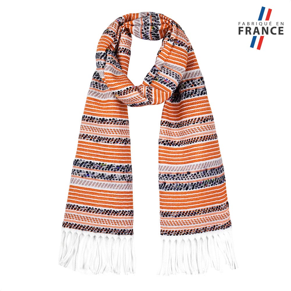 AT-05686-F10-FR-echarpe-femme-surpiqures-orange-fabrication-française