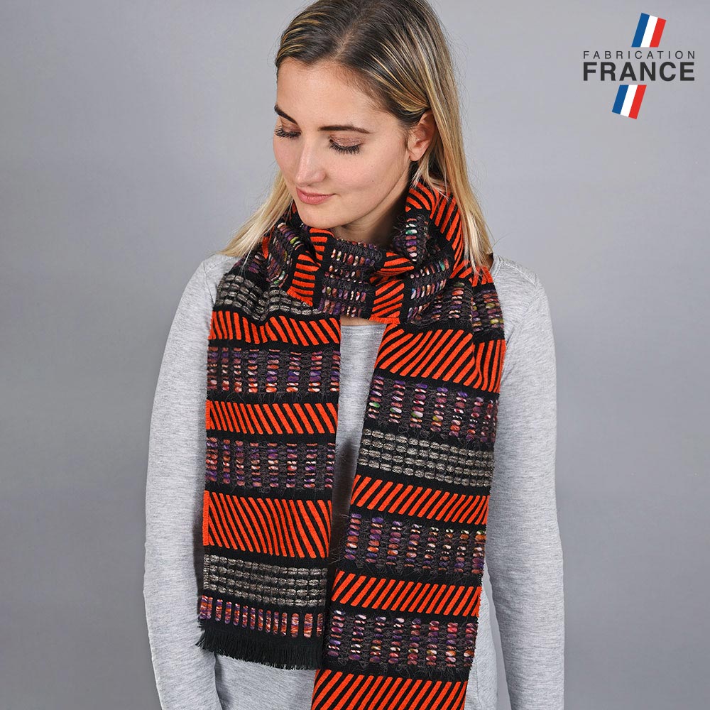 echarpe-rayee-orange-made-in-france-AT-05674
