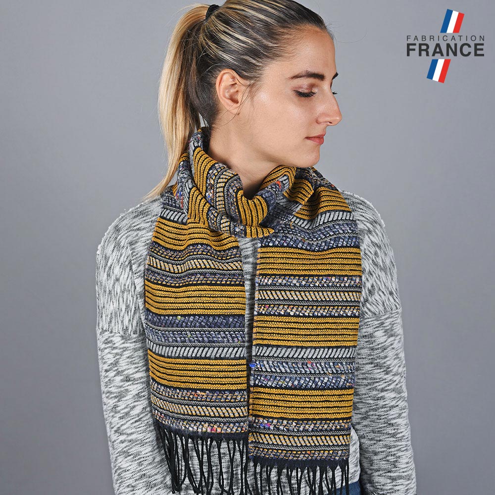 Aecharpe-graphique-moutarde-made-in-france-AT-05685