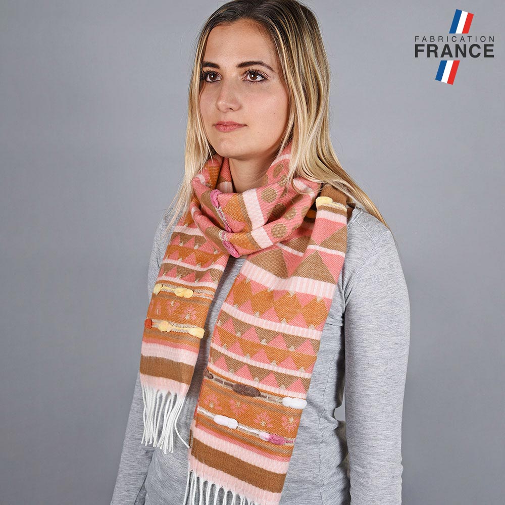 echarpe-femme-orange-corail-fabrique-en-france-AT-05724