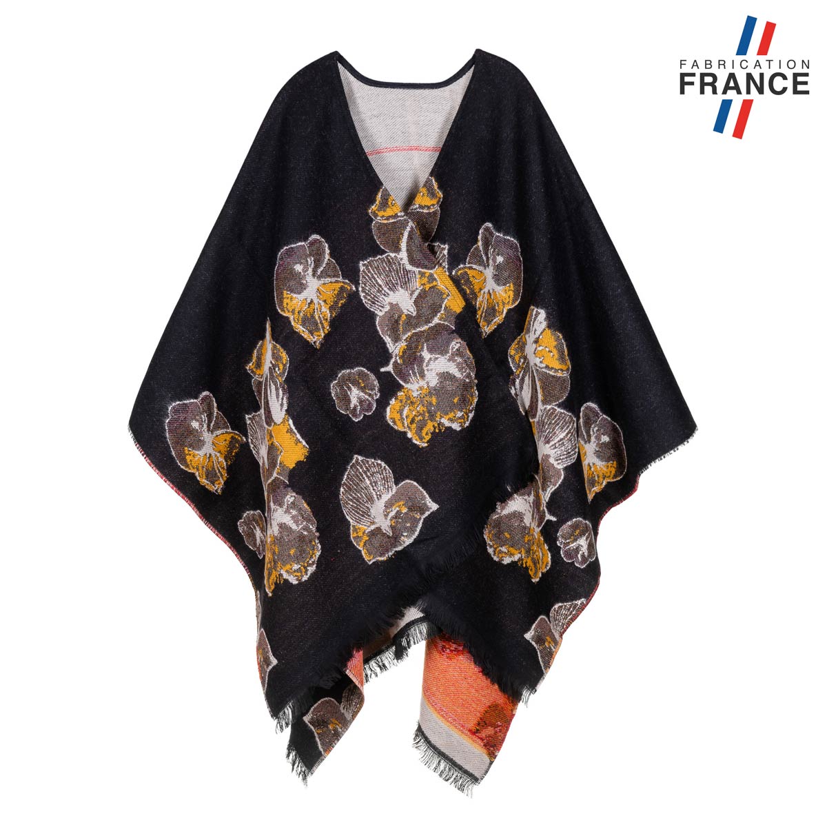 poncho-femme-noir-moutarde-AT-06150