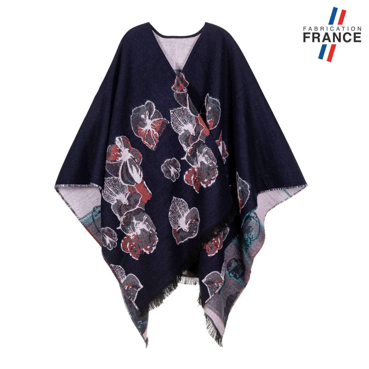 poncho-bleu-marine-floral-fabrication-france-AT-06151