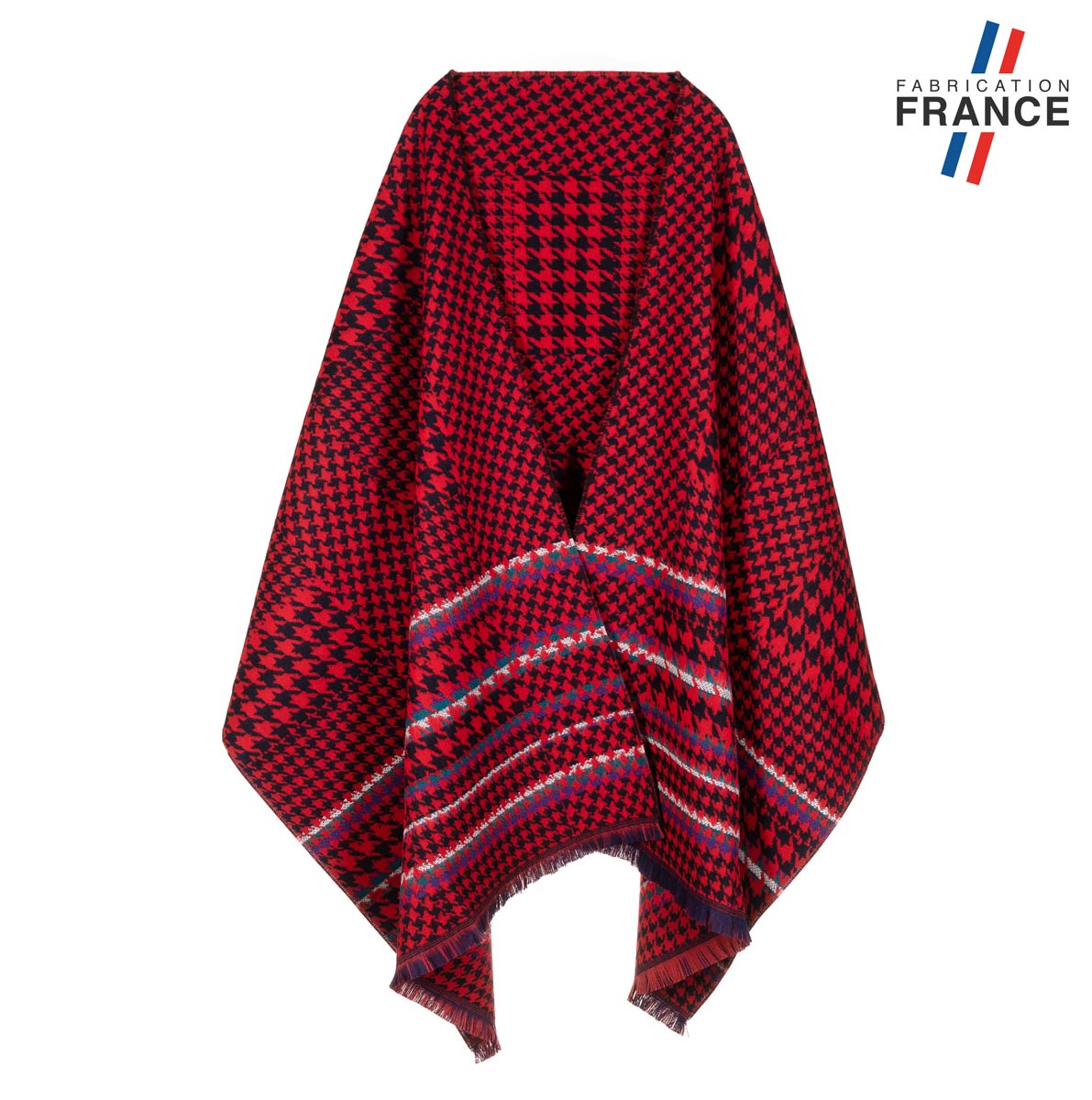 Chale-plaid-rouge-motif-pied-de-poule--AT-06194