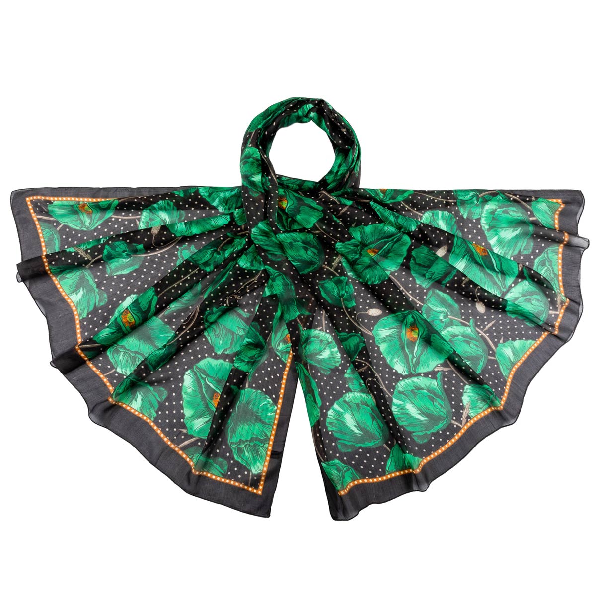 etole-soie-naturelle-vert-fleurs-AT-06343