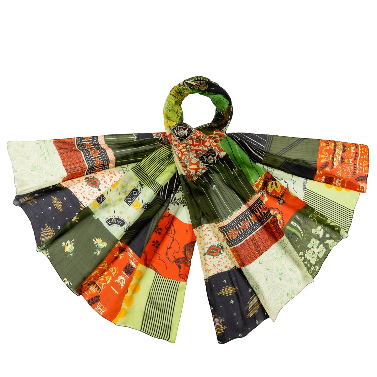 etole-femme-soie-patchwork-vert-AT-06352