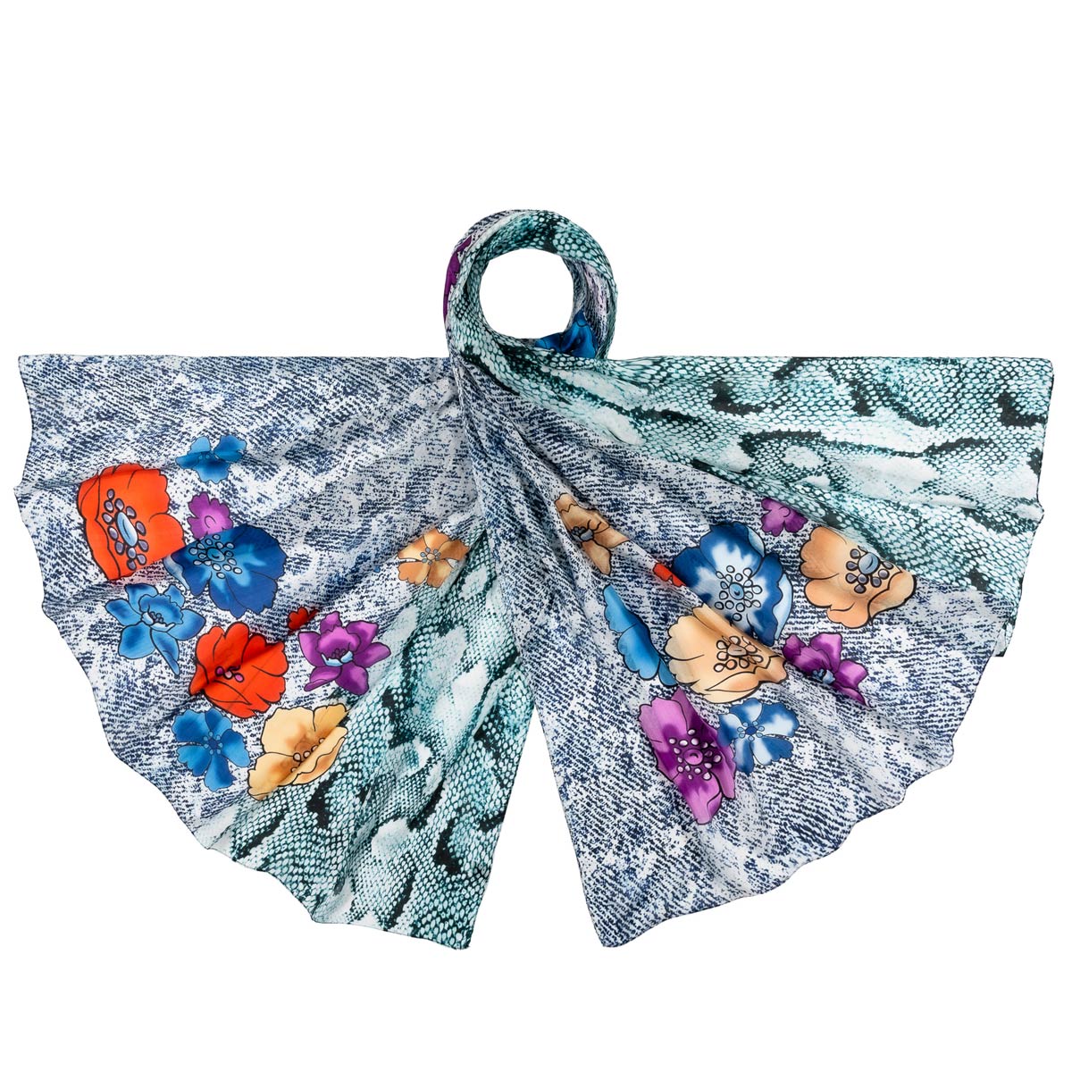Etole-soie-graphique-fleurs-naives-AT-06386