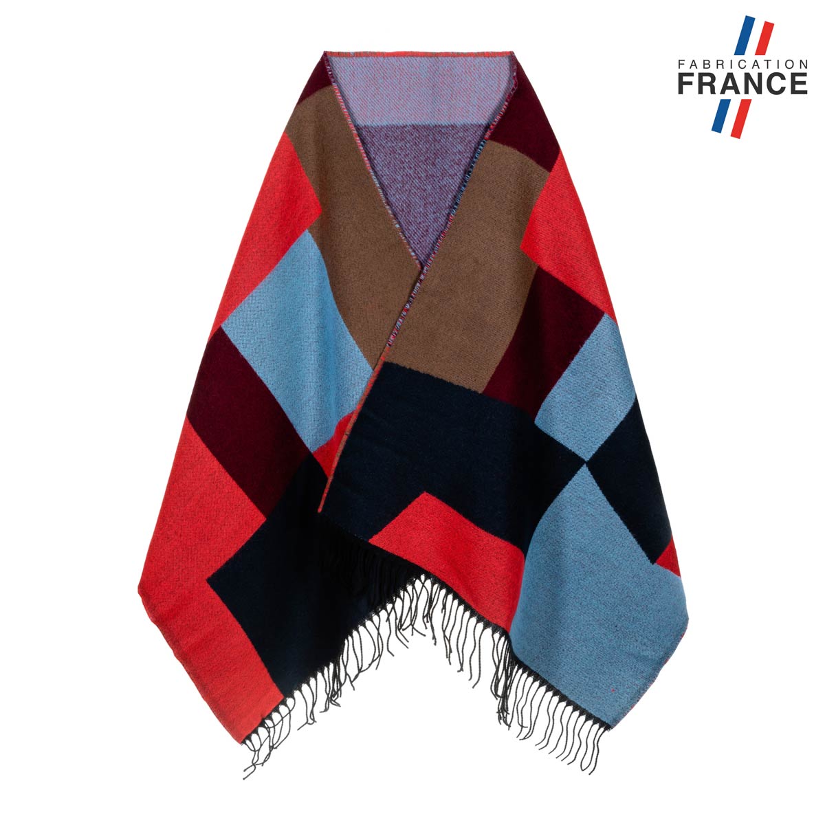 Chale-femme-patchwork-rouge-bleu-AT-05525