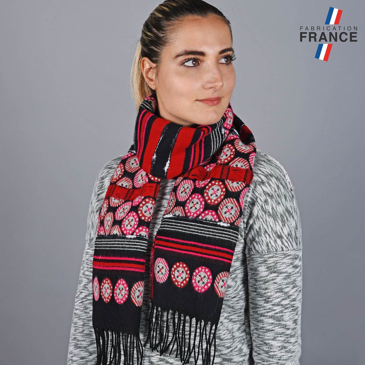 echarpe-femme-boutons-rouges-made-in-france-AT-05790