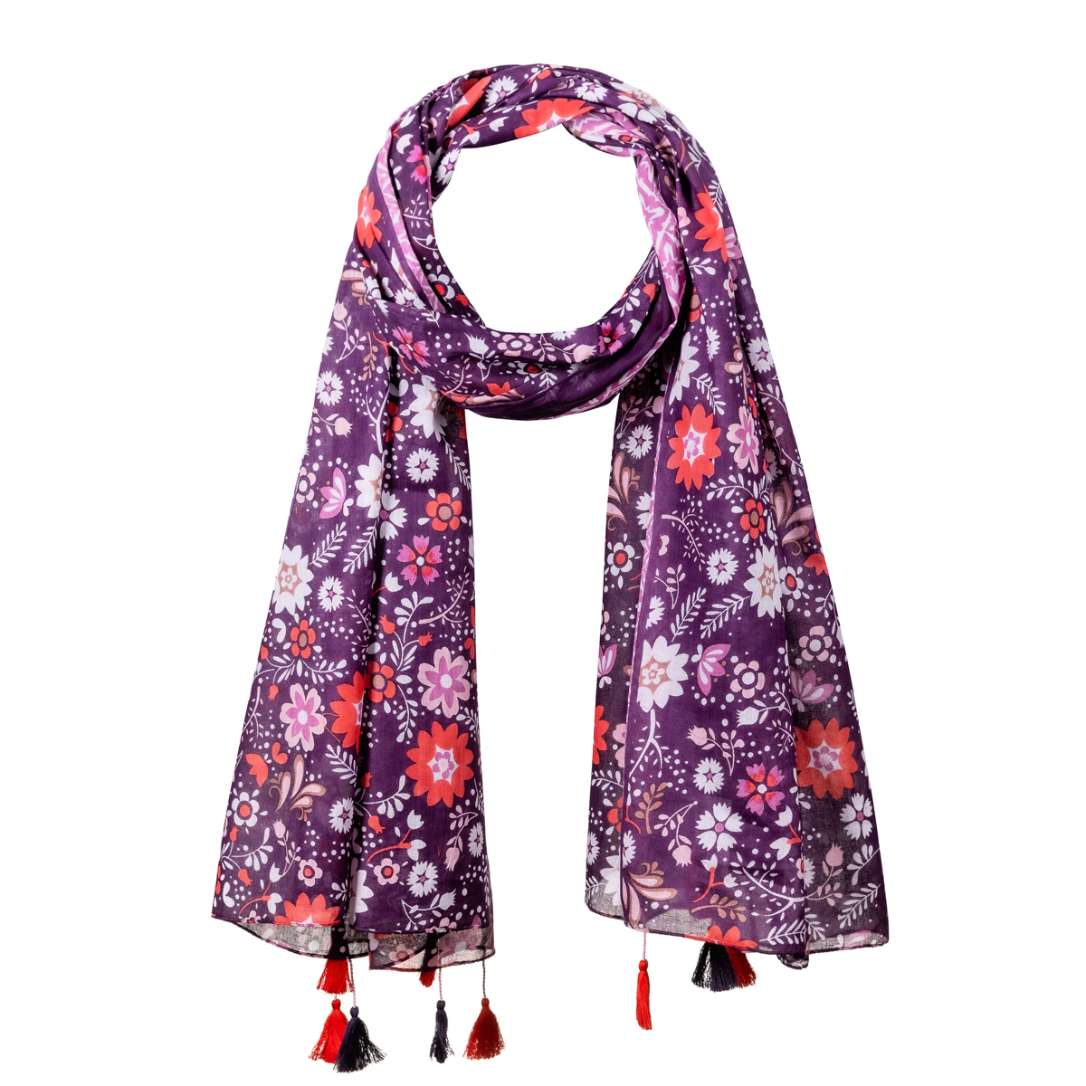 foulard-a-pompons-femme-violet-en-coton--AT-06425