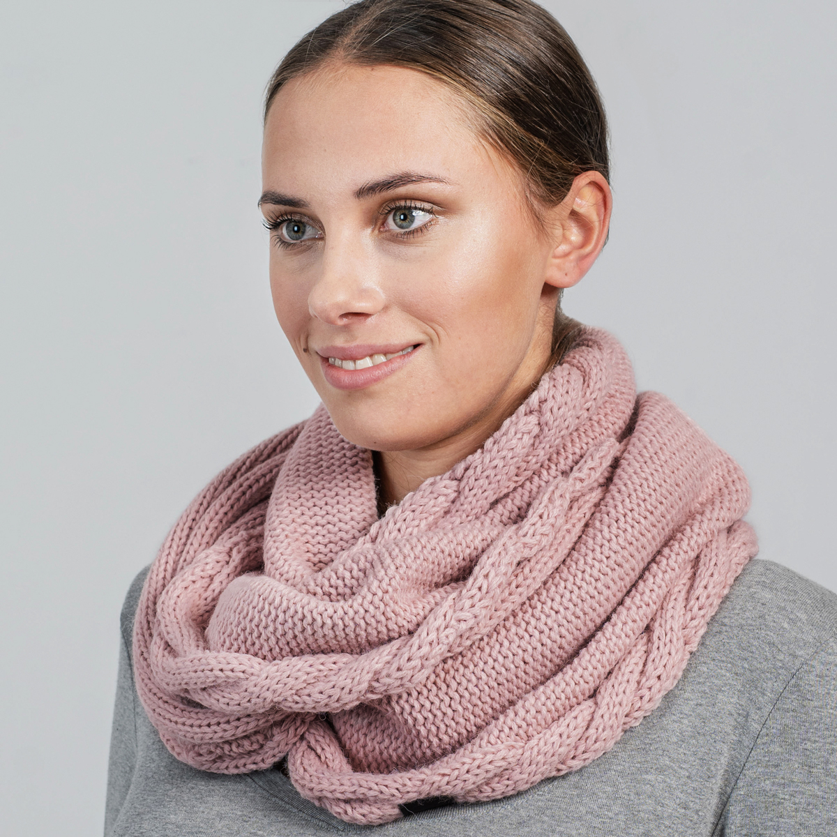 PSV38 - Echarpe Snood Tube Tour de Cou Automne Hiver Uni avec Contour  Pompons - Mode Femme (Rose)