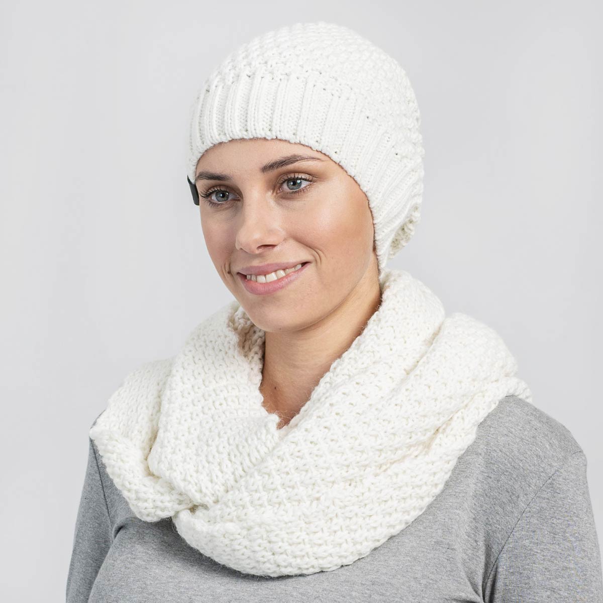 Ensemble femme hiver Blanc - Snood et bonnet