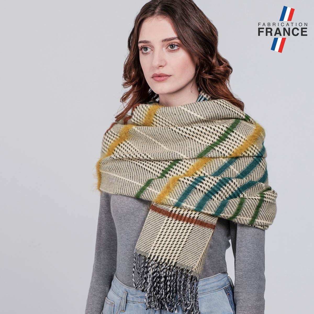 Chale-femme-motif-rayures-jaune-fabrication-francaise--AT-06753_W12-1FR
