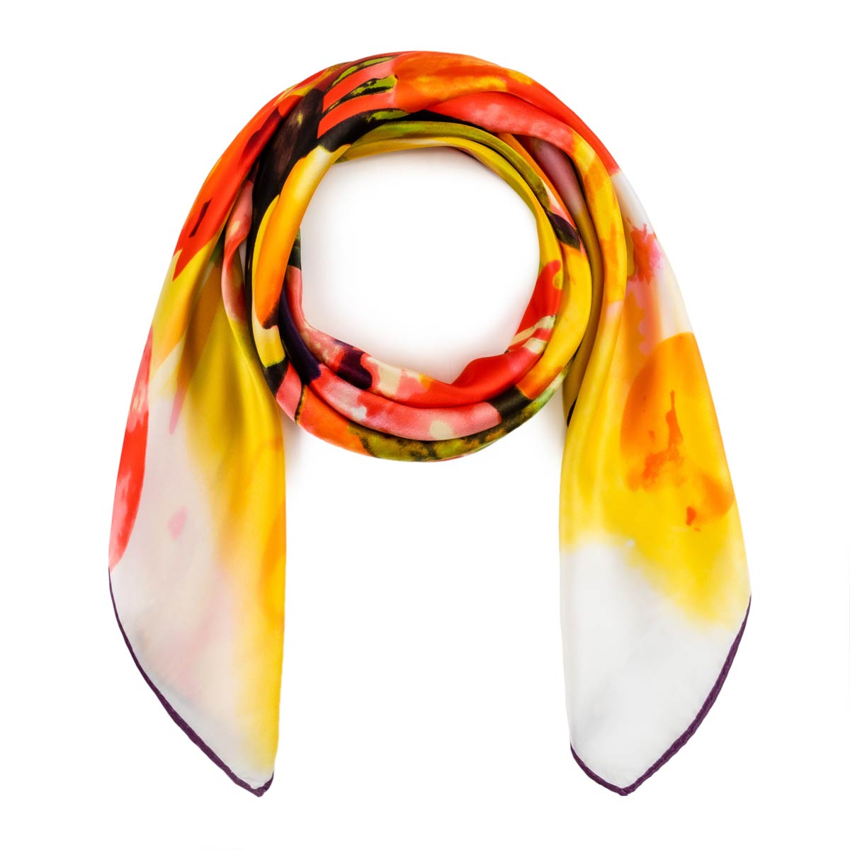Foulard-en-soie-orange-et-fleurs-AT-06396