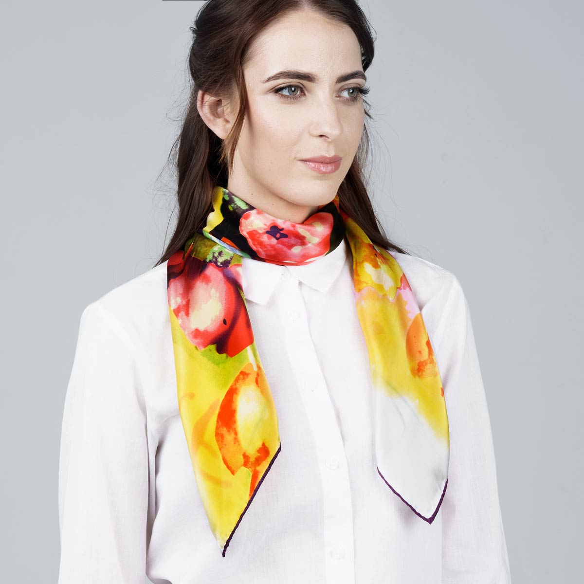 Foulard-soie-pour-femme-motif-orange-et-fleurs-AT-06396
