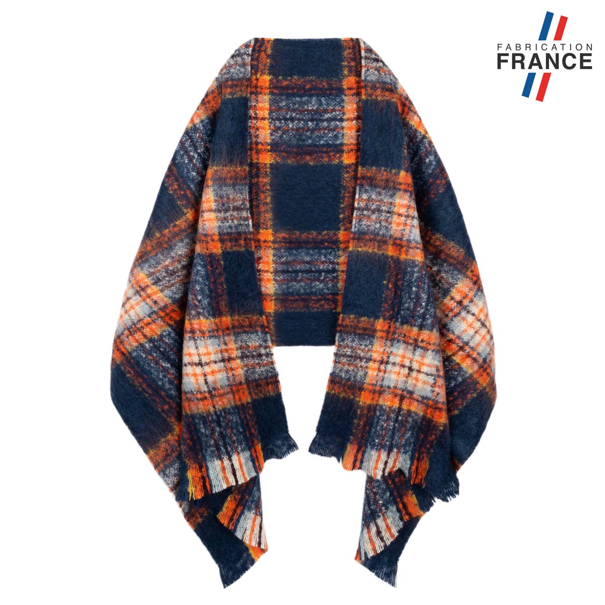 Chale-femme-bleu-marine-orange-fabrication-francaise--AT-07009_F12-1FR