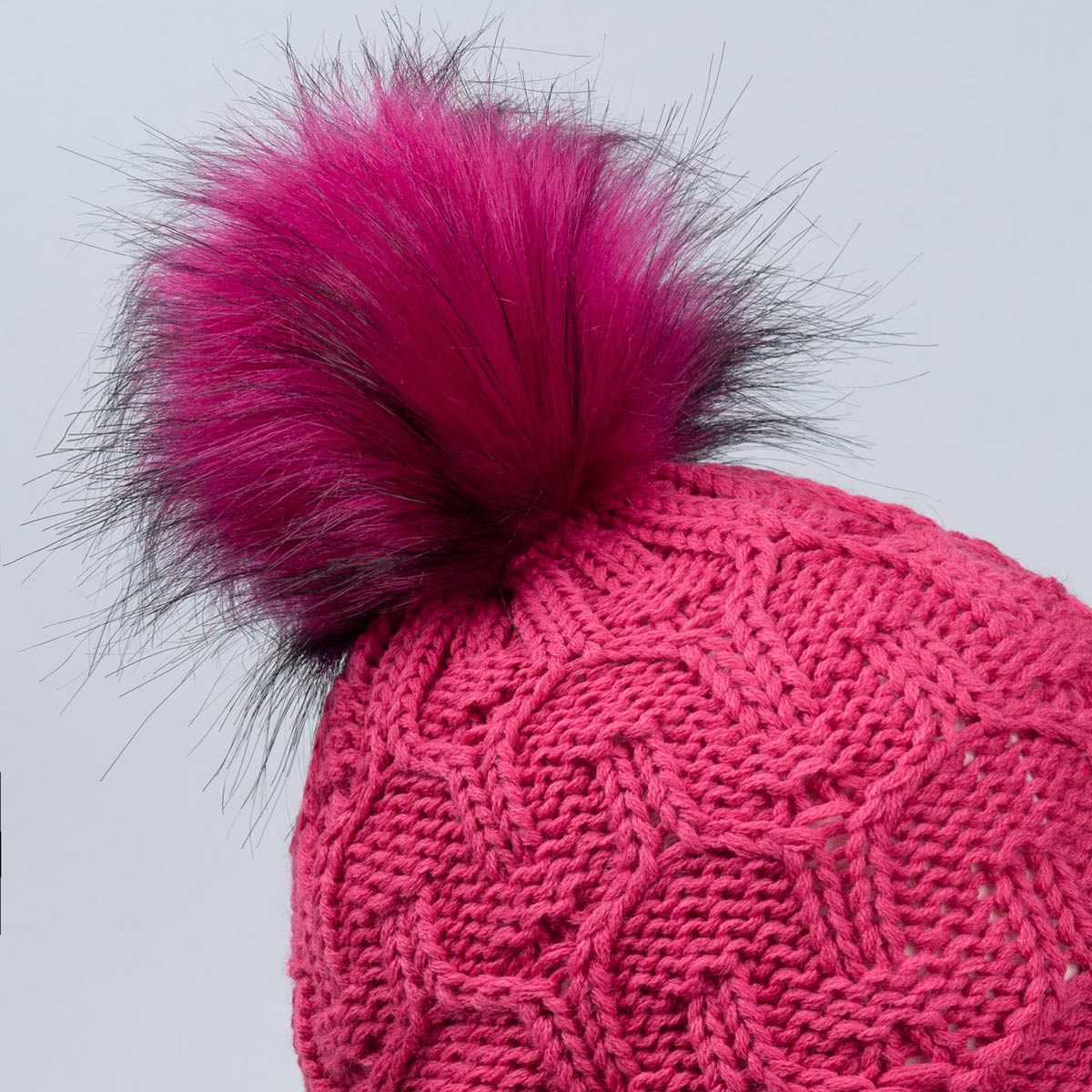 Bonnet Fuchsia En Laine Fait Main - Taille Unique, Hiver, Avec Cordons - Occasion Bon État