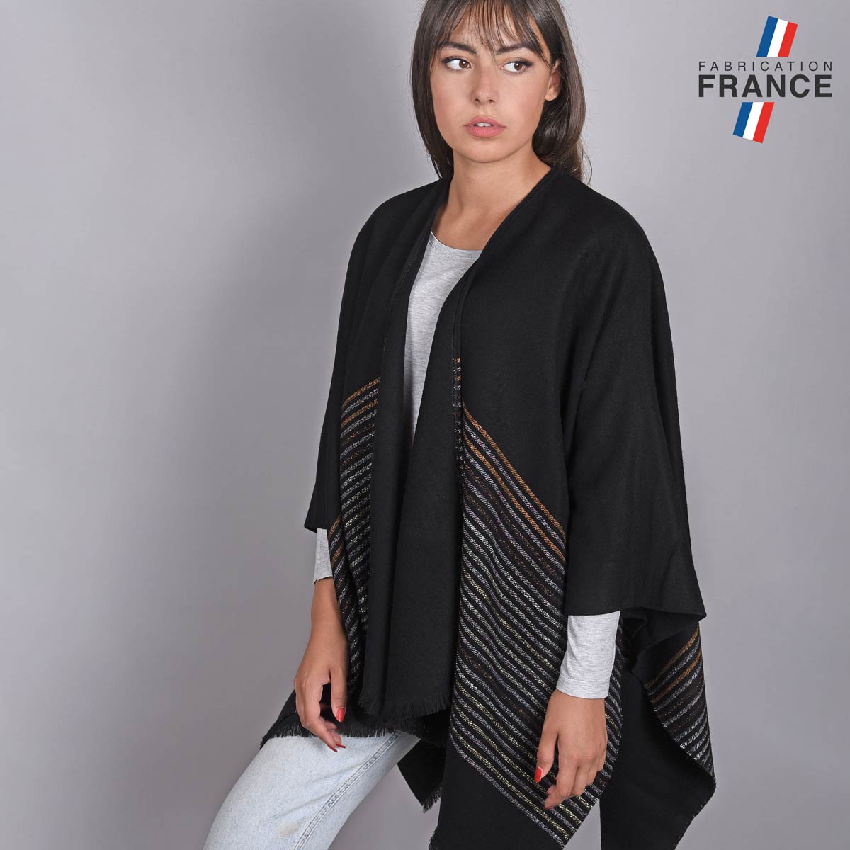 Poncho-leger-femme-noir-a-rayures-made-in-France--AT-04817_W1-12FR