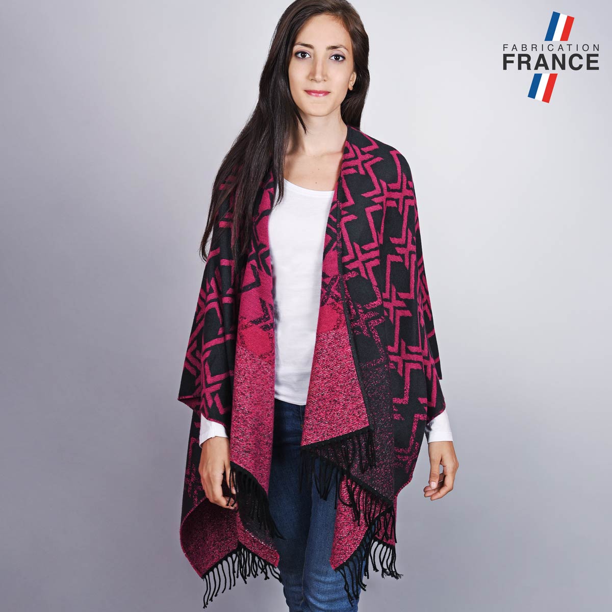 Poncho-femme-hiver-rose-fuchsia--AT-04780