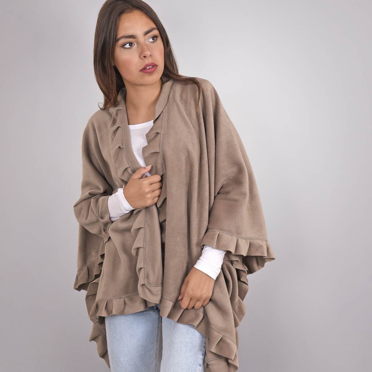 Poncho-femme-marron-taupe--AT-04759