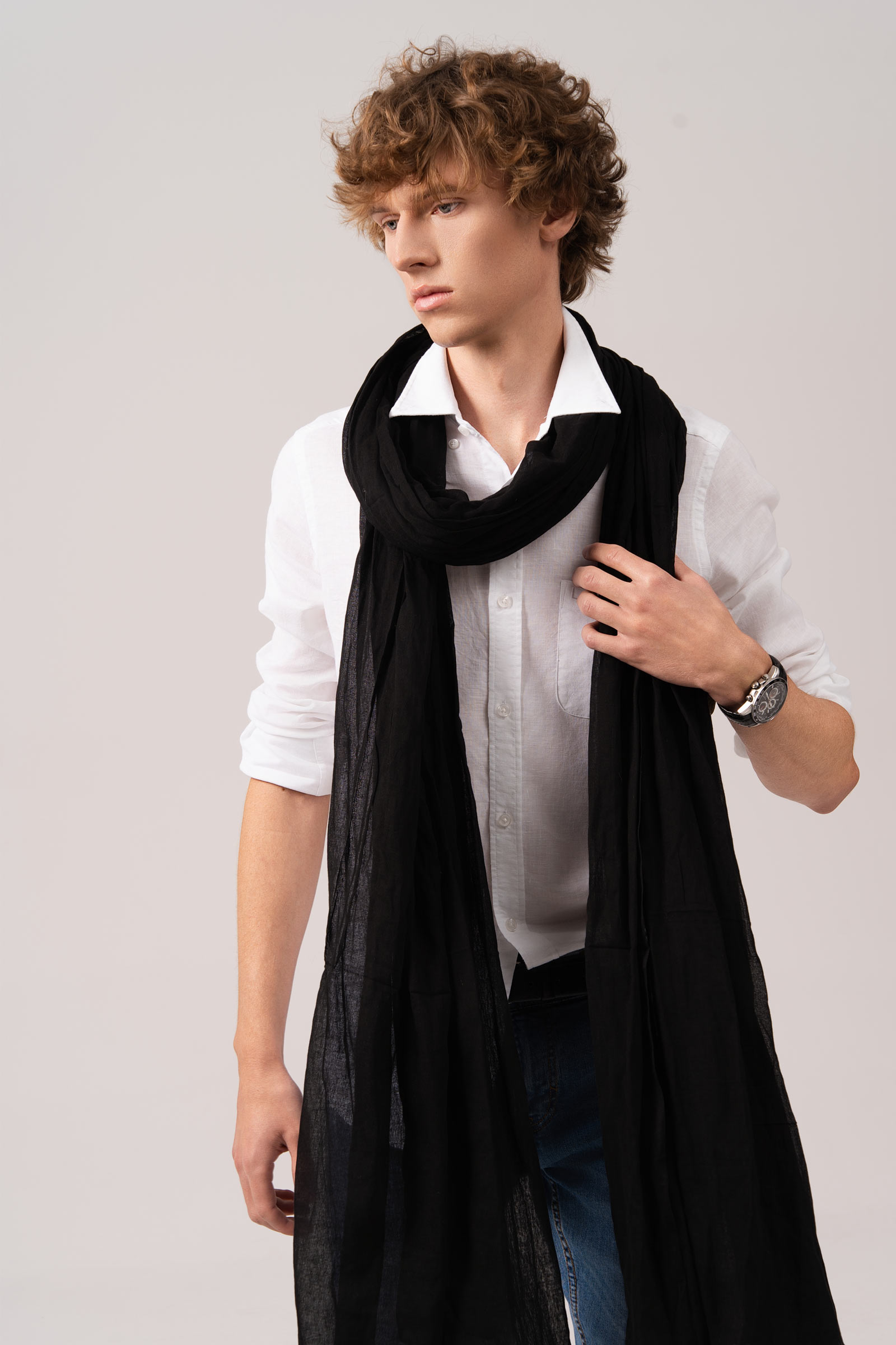 CHECHE SAHARIENNE NOIR COTON ECHARPE DE TOUAREG FOULARD