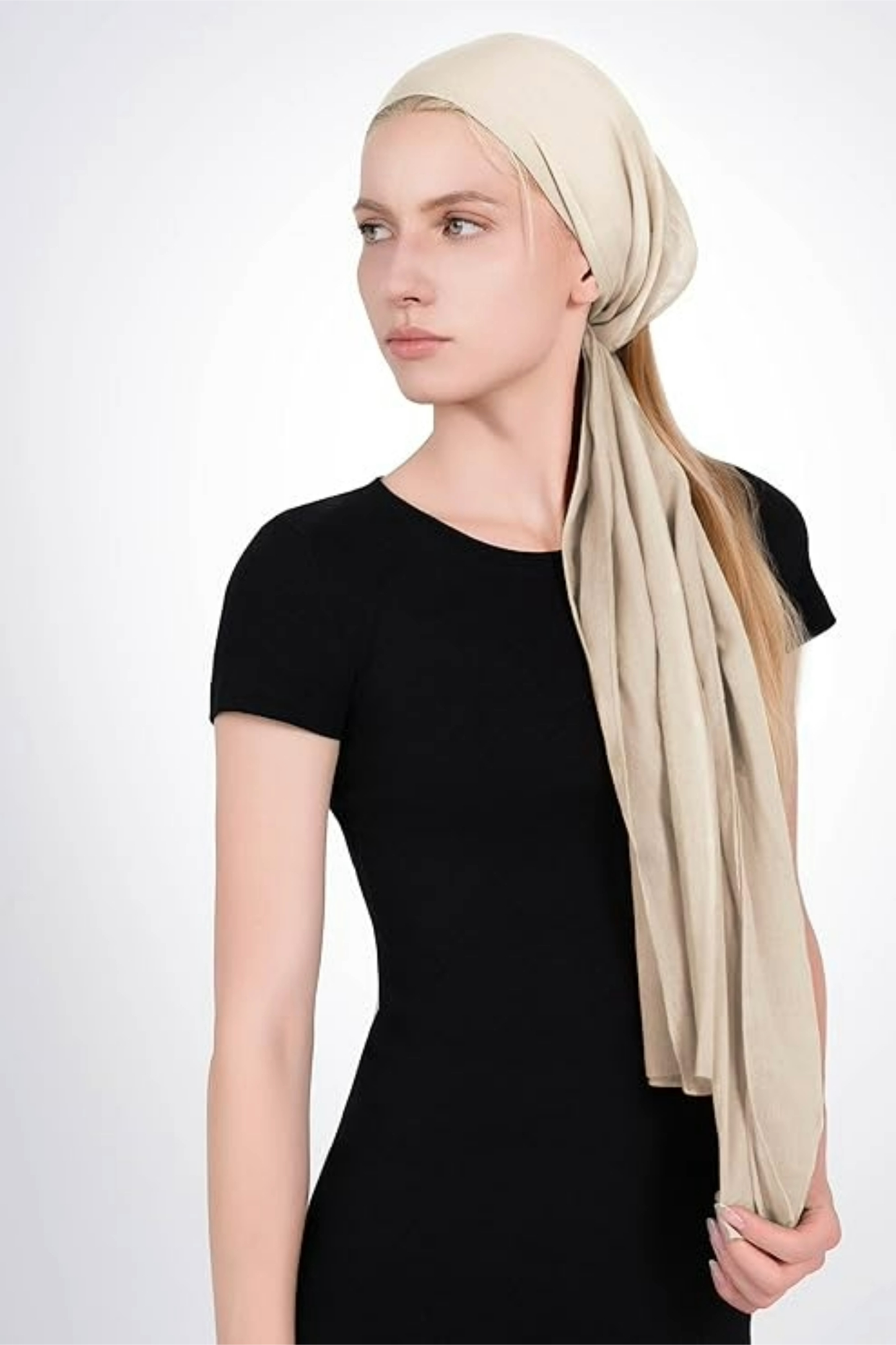 cheche-beige-noue-cheveux-07059