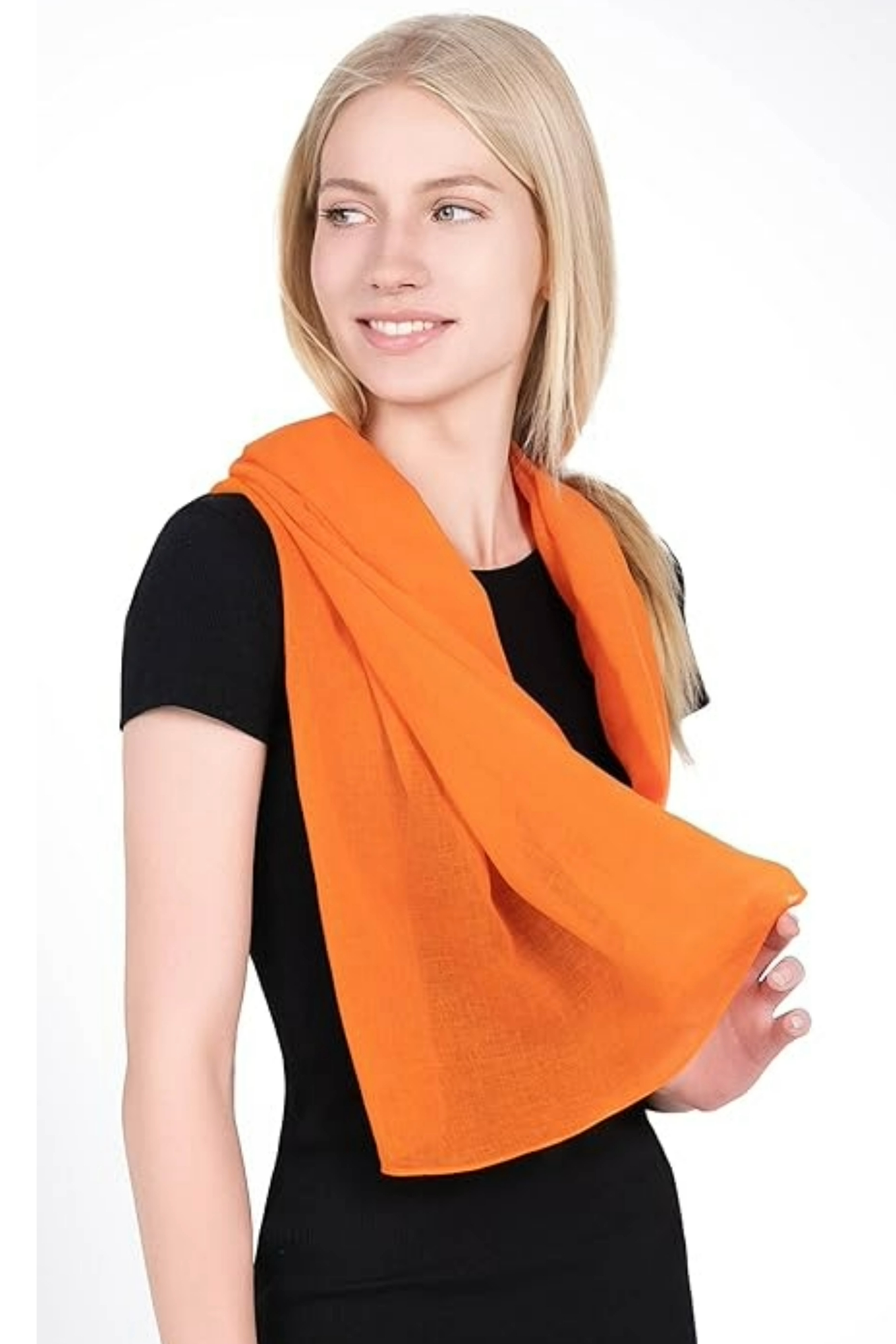 cheche-echarpe-femme-orange-en-coton-07061
