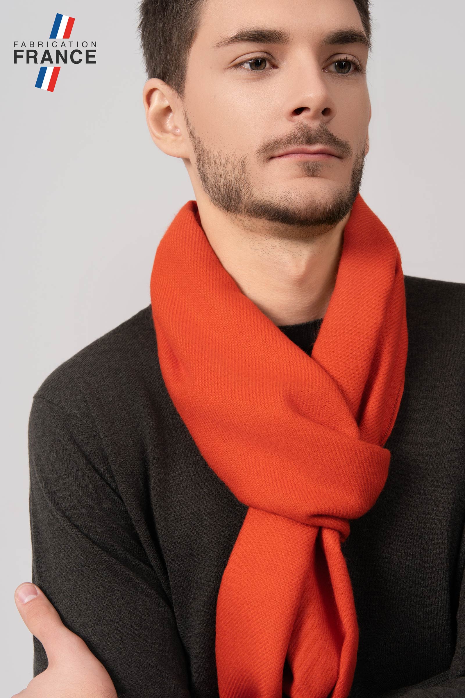 echarpe-homme-orange-fabrique-en-france-AT-07131