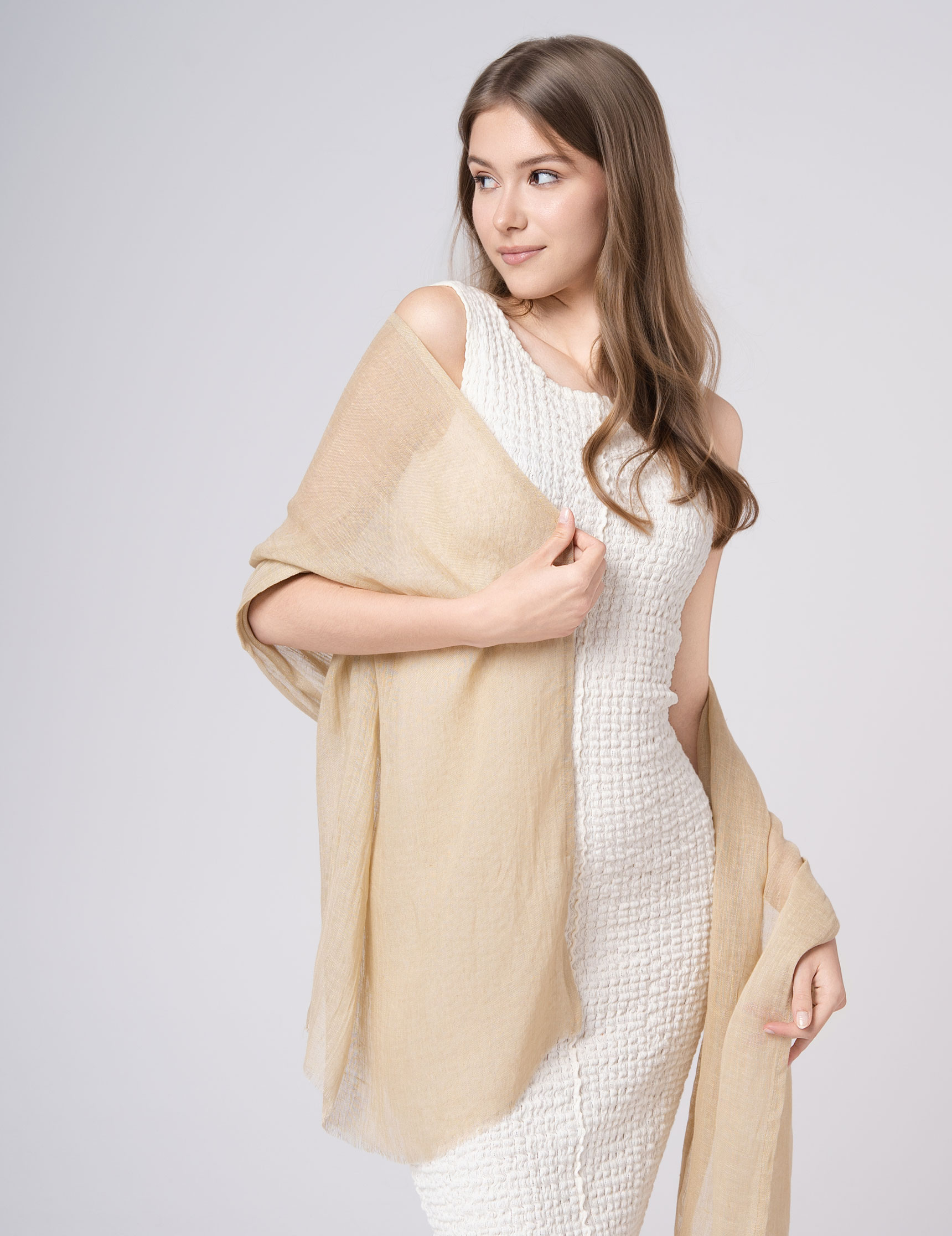 Etole couleur beige rosé unie en coton