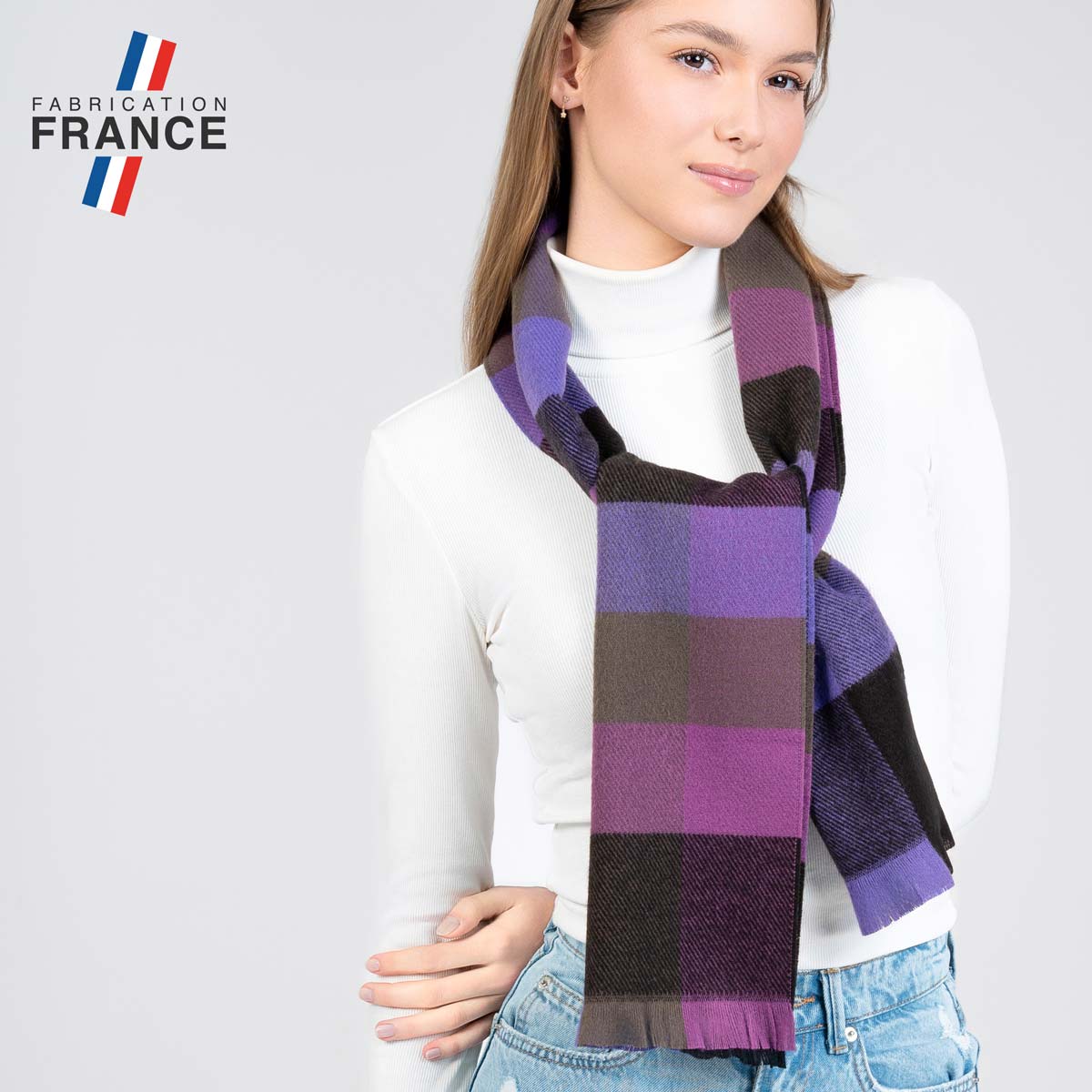 Écharpe Femme XXL à Carreaux MAKFORT - 140x140cm