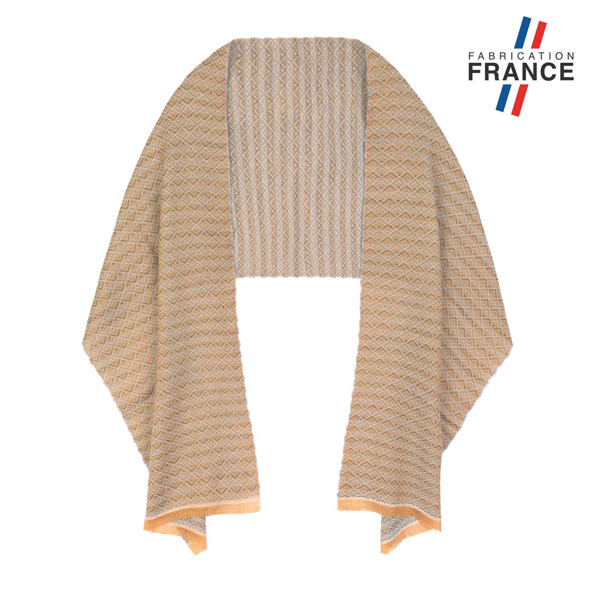 Chale-laine-merinos-beige-orange-a-rayures-made-in-France--AT-06940_F1_12x12bFR