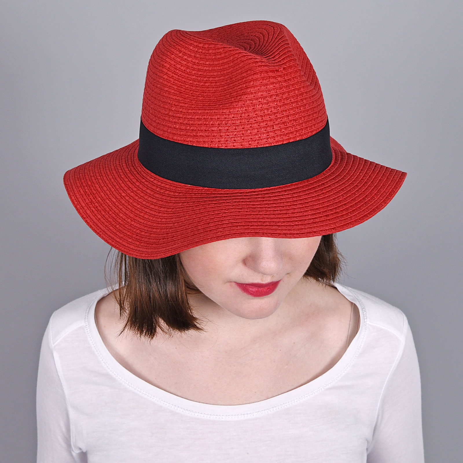 Chapeau Femme Trilby larges bords Rouge