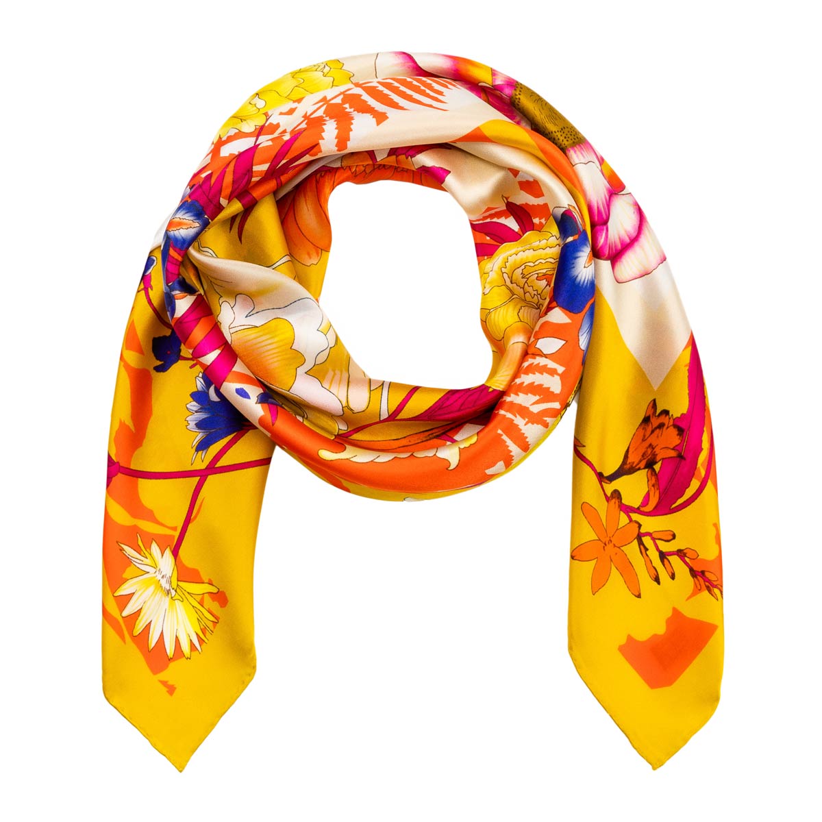 at 06335 f12 carre soie floral jaune