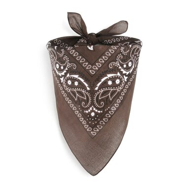 Bandana/foulard Carré 100% Coton Bicolore Blanc Marron Bleu – Neuf Avec étiquettes