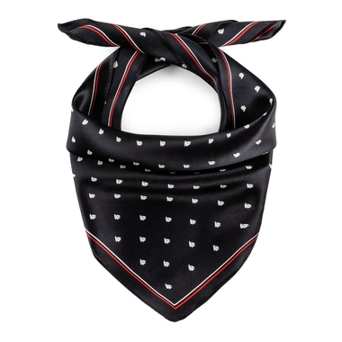 Foulard Carré De Soie Vintage Canmay – Gavroche Rouge Et Gris – Accessoire Femme